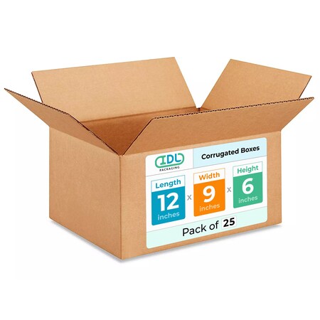 12L X 9W X 6H Corrugated Boxes For Shipping Or Moving, Heavy Duty, 25PK
